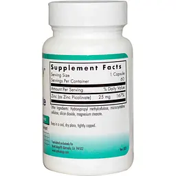Цинк Піколінат Nutricology Zinc Picolinate 60 капсул (ARG-50300) - мініатюра 2