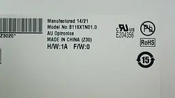 Матриця 11.6 B116XTN01.0 1366х768, 30pineDP, LED, SLIM вертикальні вушки, матова, роз'єм праворуч знизу для ноутбука - мініатюра 2