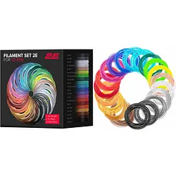 Картридж для 3D ручки PLA 1.75мм 20шт мікс 5м 2E teh0015795