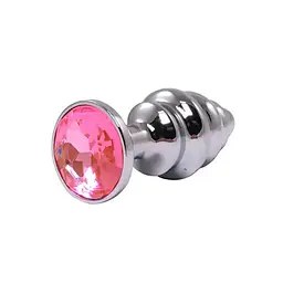 Анальна пробка Fantasy Silver Ribbed Butt Plug S 7 см (рожевий) - мініатюра 2