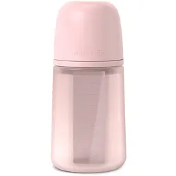 Пляшечка силіконова 240 мл фізіологічна соска повільний потік "Colour Essence" світло-рожева