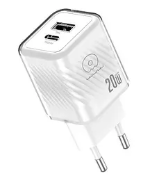 Зарядний пристрій WUW 20W адаптер блок живлення WUW C226 QC3.0 USB Type-C Білий