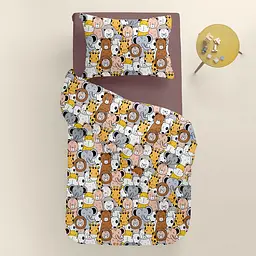 Дитяча постільна білизна в ліжечко SAFARI ANIMALS CS4, коричневий (AnimalsCinemaBrownGrey_100Chocolate_140) - мініатюра 2