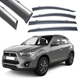 Дефлектори вікон вітровики Benke для Mitsubishi ASX 2010- Хром Молдинг Нержавіюча сталь 3D (BMTJX1323-W/S)