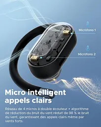 Бездротові навушники Truefree DS1 Bluetooth 6.0 з вушними гачками, космічний звук, 4 прозорі мікрофони, 40 годин - мініатюра 8