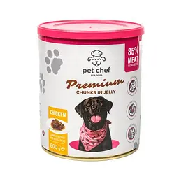 Вологий корм для дорослих собак Pet Chef, шматочки в желе з куркою 800 г - мініатюра 5