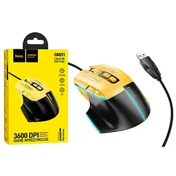 Ігрова миша Hoco GM31 Overlord LuXiaominous GaXiaoming Wired Mouse Black Yellow - мініатюра 4