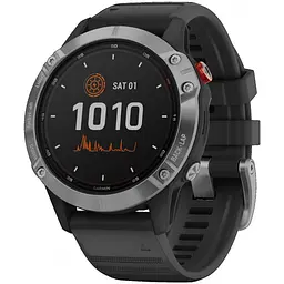 Смарт-годинник Garmin Fenix 6 Solar Silver with black band (010-02410-00) ()