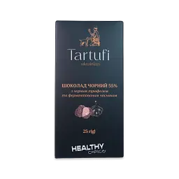 Чорний шоколад Tartufi 5% з чорним часником та чорним трюфелем 25 г