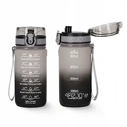 Пляшка для води спортивна 4FIZJO 500 мл 4FJ0627 Grey/Black (P-5905973400725) - мініатюра 1