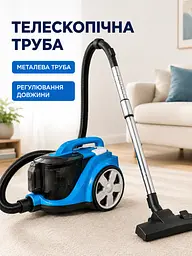 Пылесос без мешка 4000 Вт 3 л с циклонной системой и телескопической трубой для сухой уборки, синий (49676377) - миниатюра 5