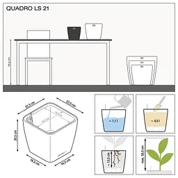 Вазон Lechuza Quadro Premium LS, 4 л, білий (16120) - мініатюра 4