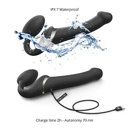 Безремневий вібрострапон Strap-On-Me Multi Orgasm Black S регульований із вакуумною стимуляцією - мініатюра 4
