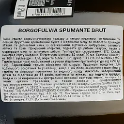 Ігристе вино Borgofulvia Spumante Bianco brut, біле, брют, 11,5%, 0,75 л - мініатюра 3