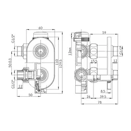 Комплект дизайн кранів з термоголовкою Ideale Duo 1/2”x1/2” чорний - мініатюра 6
