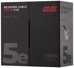 Кабель вита пара CAT 5e FTP 305м AWG 23/1 LSZH-1 сірий 2E teh0018320