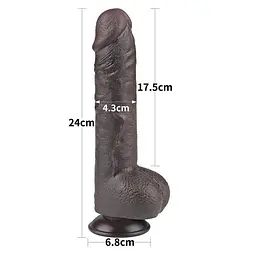 Фалоімітатор - Sliding-Skin Dual Layer Dong 9.5" Black - мініатюра 3