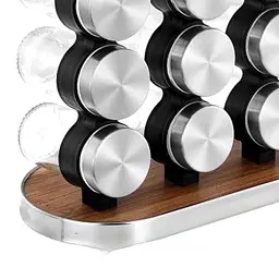 Набір для спецій 16 ємностей Stainless steel and wood / Карусель для спецій / Органайзер для зберігання спецій - мініатюра 6