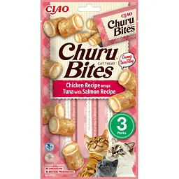 Ласощі для котів Inaba Ciao Churu Bites з куркою, тунцем та лососем 30 г (3 шт. х 10 г)