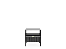 Тумба приліжкова Perfect Home Нова / Nova з 1 шухлядою і чорними ніжками S54 Чорний (PFH-091251) - мініатюра 2