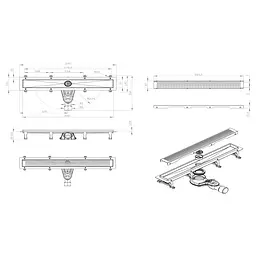 Трап для душу лінійний AM.PM Masterflow Cut Gradient 600 мм, універсальний затвор, хром (W01SC-P11-060-01SB) - мініатюра 2