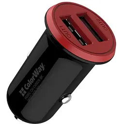 Зарядний пристрій ColorWay 2USB AUTO ID 3.4A (17W) red/black (CW-CHA026-BK)