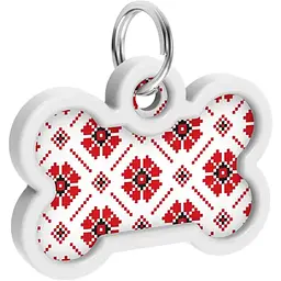 Адресник для собак і котів Waudog Smart ID з QR паспортом Вишиванка 4х2.8 см - мініатюра 3