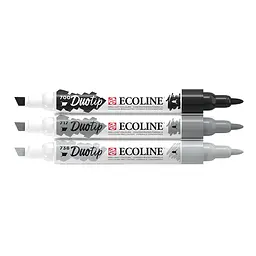 Набір маркерів акварельних двосторонніх Royal Talens ECOLINE DUO TIP Black&Grey 3шт - мініатюра 5