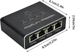 Мережевий розгалужувач RJ45 Gigabit Ethernet 1 в 4 порти 1000 Мбіт/с - мініатюра 2
