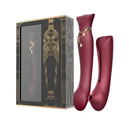 Смартвібратор 3в1 Zalo - Queen Set Wine Red, пульсівна перлина та вакуум, кристал Swarovski - мініатюра 10