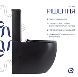 Унітаз підлоговий Qtap Robin Ultra Quiet з сидінням Slim Duroplast/ Soft-close/ Quick Release QT13226083AMB - мініатюра 3