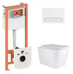 Набір Qtap Nest 4 в 1 підвісний унітаз Tern Ultra Quiet 525x345x360 + комплект інсталяції QT17332303AW47511 - мініатюра 1