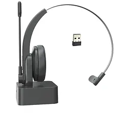 Бездротова Bluetooth-гарнітура Opptel BH63S з поворотним мікрофоном та USB-ресивером 2.4G (Чорний) - мініатюра 2