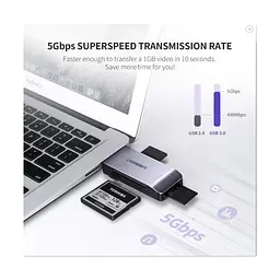 Зчитувач флеш-карт USB-A 3.0 to TF/SD/CF/MS Multifunction Card Reader Multi-Read Ugreen (50541) - мініатюра 4