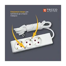 Мережевий подовжувач TECCO 3м 2 поста white (8681277841118) - мініатюра 7