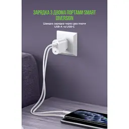 Зарядний пристрій MadeInFuture MFS12 12W 1xUSB-A + 1xUSB-C + cable USB-A to USB-C White (MIF82822) - мініатюра 6
