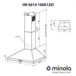 Витяжка купольна MINOLA HK 6614 WH 1000 LED - мініатюра 11
