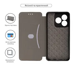 Чехол-книжка для ZTE Nubia V60, G-Case, черный, кожаный чехол-книга из экокожи (PU) и TPU, с магнитом, с подставкой и вместительным кардхолдером, противоударный, защита всего корпуса, ArmorStandart (ARM79003) - мініатюра 3