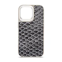 Кожаный чехол для Apple iPhone 15 Pro Max, Harder Virgin Mermaid, серый, термополиуретан ТПУ + экокожа с морской чешуйчатой текстурой, панель, защита корпуса, противоударный, микрофибра, рамка вокруг камеры, защита всего корпуса, (ARM76824)