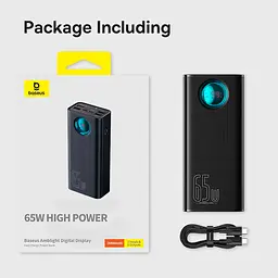 Зовнішній акумулятор Baseus Amblight Digital Display Quick Charge 65W 26800mAh Black [P10022402113-00] [108595] - мініатюра 7