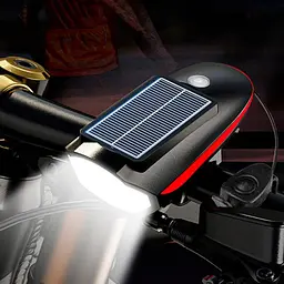 Велофара із сонячною панеллю та сигналом Bike Light 7599 Solar акумуляторний велоліхтар Li-Ion panel IPX4 USB-C - мініатюра 8