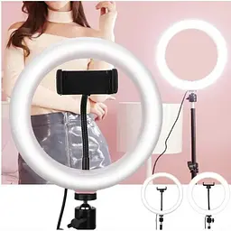 Кольцевая Promotec LED лампа YQ-320B (30см) с держателем телефона для бьюти селфи съемки Ring Light