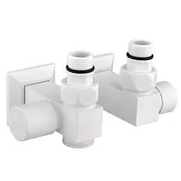 Набір кран вентильний кутовий з американкою Solomon LUX 1/2″Cube White 8888_ТЕН (1уп)