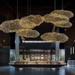 Декоративна люстра-хмаринка LED CLOUD у золотому корпусі 80х45 см | Арт. MJ 83-800 GD | Line F