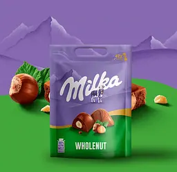 Шоколадні цукерки Milka Wholenut Alpine Milk Chocolate 300г - мініатюра 4