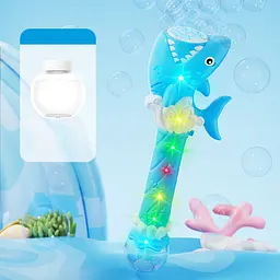 Пістолет з мильними бульбашками H038 Shark + bottle 50ml Light Blue - мініатюра 7
