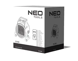 Теплова гармата Neo Tools електрична, 5кВт, 80м кв, 588м куб/год, 380В, керамічний нагрів. елемент (PTC), чорний - мініатюра 7