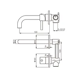 Змішувач для раковини VBI Milano brushed gold прихованого монтажу VBI-050102BG, Золотий - мініатюра 2