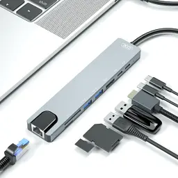 ПК Хаб XO HUB003 8 in 1 сірий - мініатюра 2