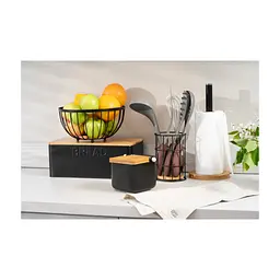 Цукорниця ARDESTO Midori 12х12х11см, 840мл, кераміка, бамбук, чорна (AR0907B) - мініатюра 2